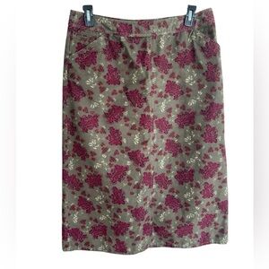 Vintage Eddie Bauer Corduroy Maxi Skirt Size 12 Green Floral Cottagecore Modest